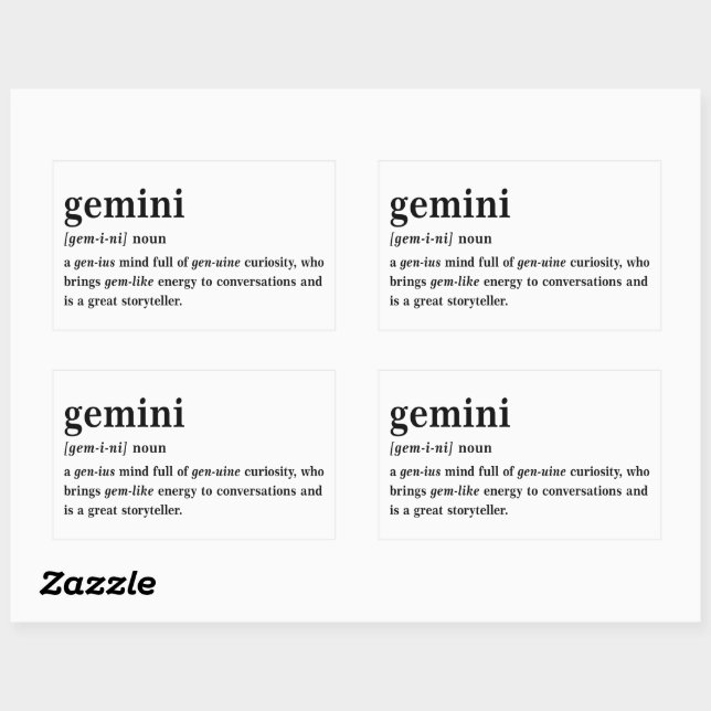 Gemini Definition Aesthetic Astrology Gift Sticker (Sheet)
