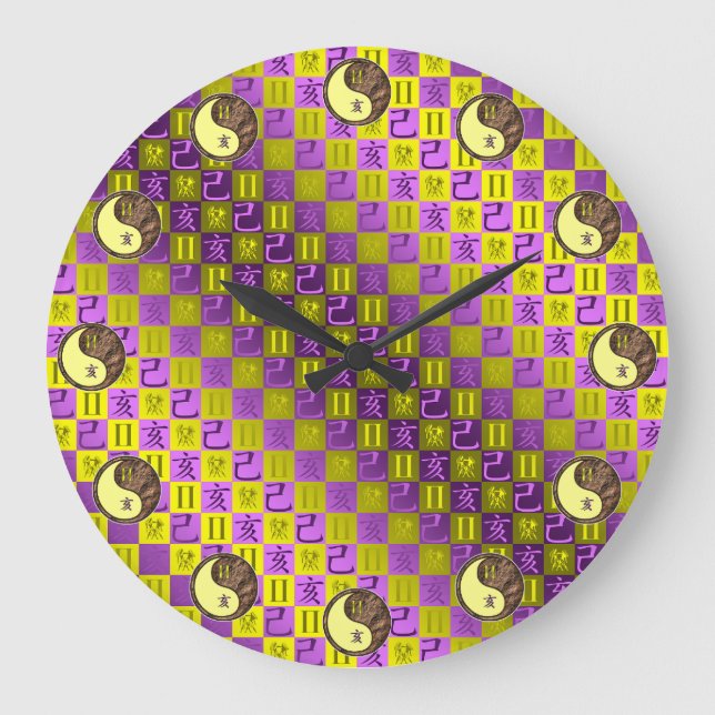 Gemini & Earth Boar Large Clock (Front)