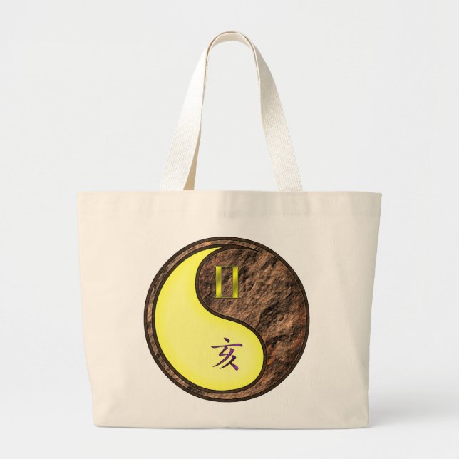 Gemini & Earth Boar Large Tote Bag (Front)