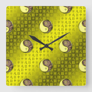 Gemini & Earth Monkey Square Wall Clock