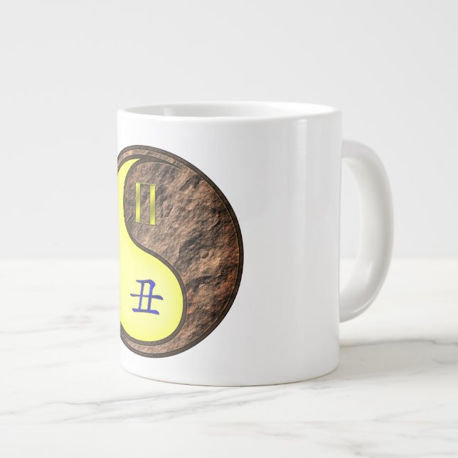 Gemini & Earth Ox Large Coffee Mug (Front Right)