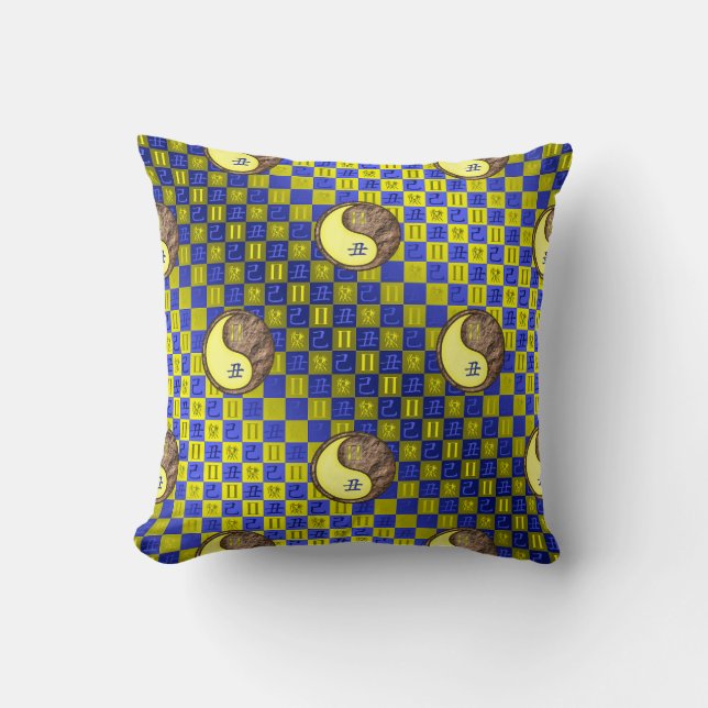 Gemini & Earth Ox Throw Pillow (Front)
