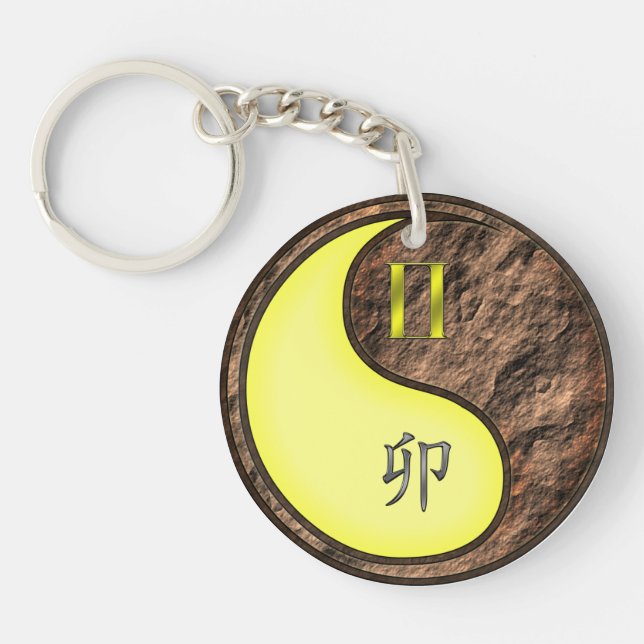 Gemini & Earth Rabbit Keychain (Front)