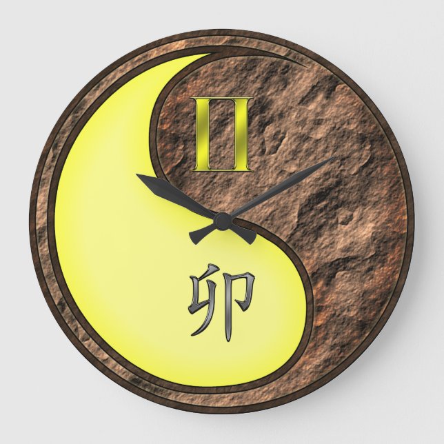 Gemini & Earth Rabbit Large Clock (Front)