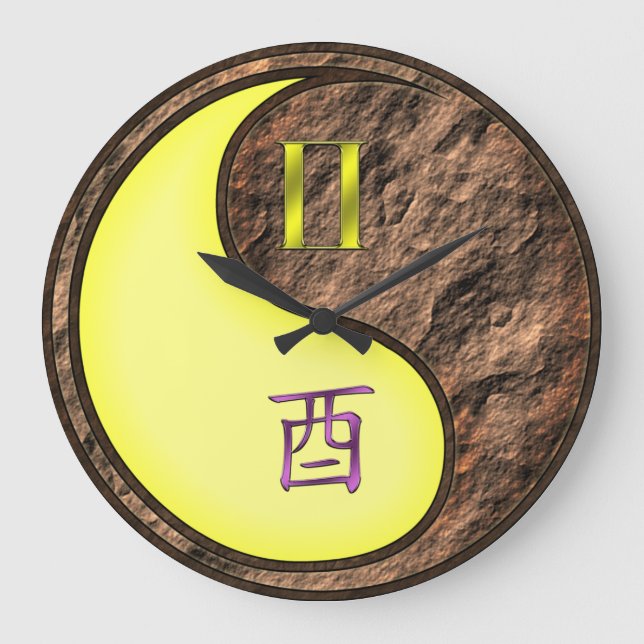 Gemini & Earth Rooster Large Clock (Front)