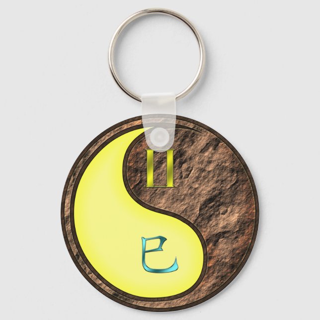 Gemini & Earth Snake Keychain (Front)