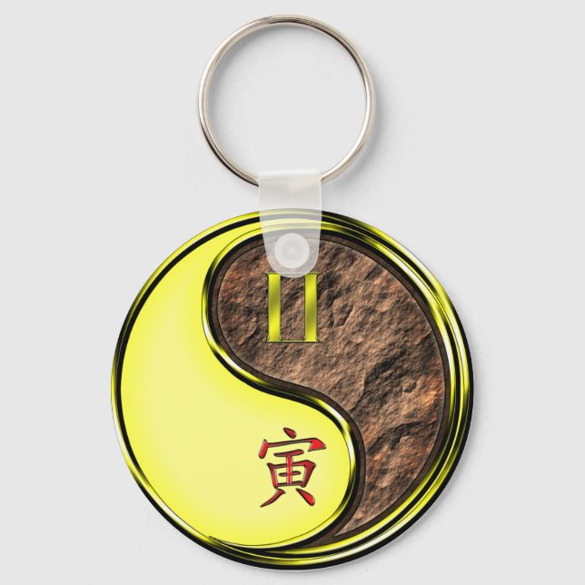 Gemini & Earth Tiger Keychain (Front)