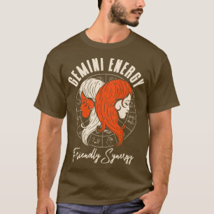 Gemini Energy Astrological Dinosaur Friendly Syner T-Shirt