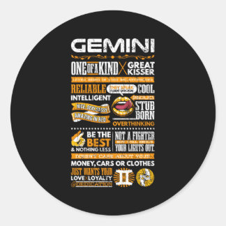 Gemini Facts Zodiac Sign Classic Round Sticker
