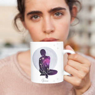 Gemini Feminine Blue Purple Zodiac Design Coffee Mug