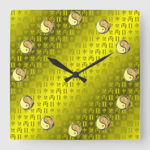 Gemini & Fire Monkey Square Wall Clock