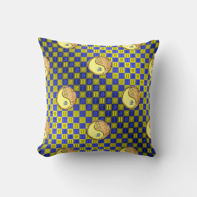 Gemini & Fire Ox Throw Pillow (Front)