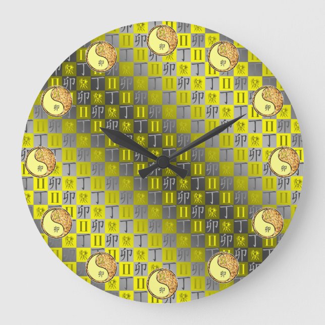 Gemini & Fire Rabbit Large Clock (Front)