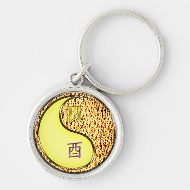 Gemini & Fire Rooster Keychain (Front)