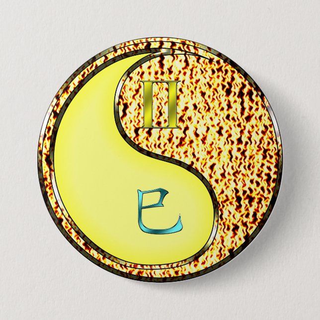 Gemini & Fire Snake 3 Inch Round Button (Front)