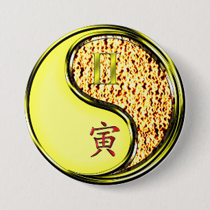 Gemini & Fire Tiger 3 Inch Round Button