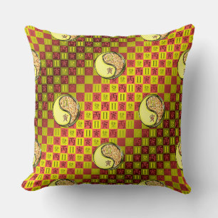 Gemini & Fire Tiger Throw Pillow