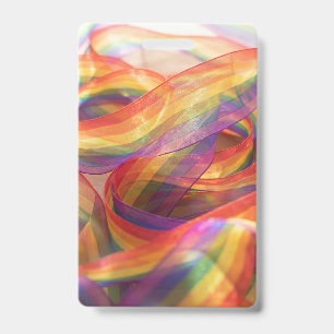 Gemini generated cascading sheer rainbow ribbon badge