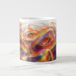 Gemini generated cascading sheer rainbow ribbon  large coffee mug