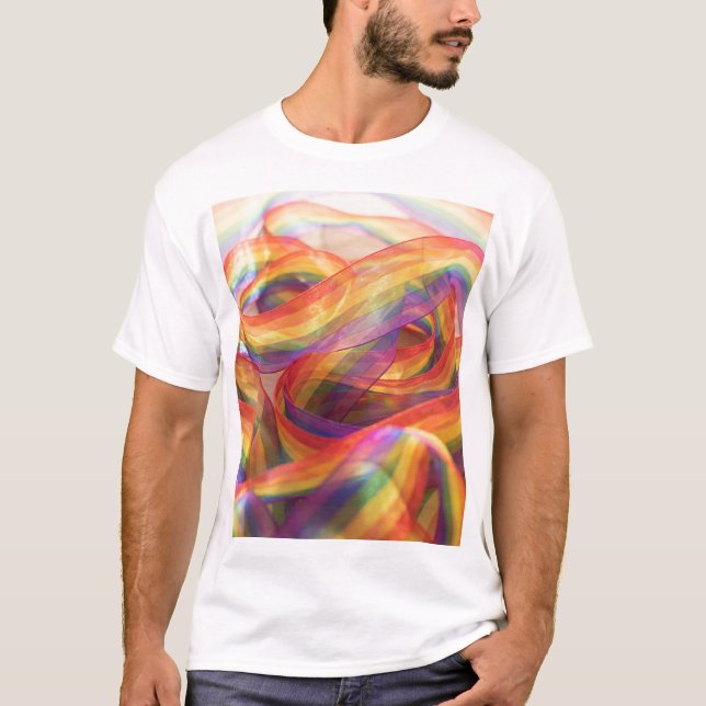 Gemini generated cascading sheer rainbow ribbon  T-Shirt (Front)