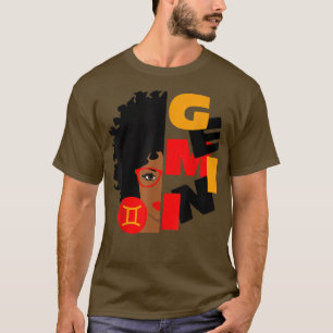 Gemini Girl Africa Girl Zodiac Signs Birthday T-Shirt