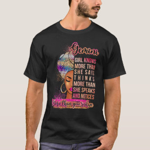 Gemini Girl Afro Melanin Queen Birthday For Black T-Shirt
