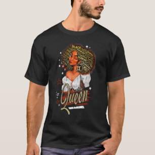 Gemini Girl Birthday Melanin Afro Queen For Black T-Shirt