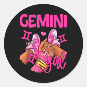 Gemini Girl Birthday Queen Women Sneakers Zodiac Classic Round Sticker
