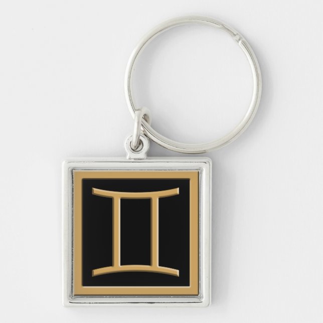 Gemini Gold Symbol Design Premium Keychain (Front)