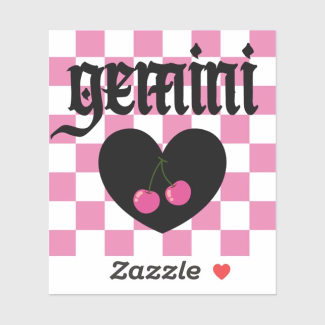 Gemini Gothic Aesthetic Chequered Cherry Art (Sheet)