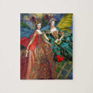 Gemini Gothic Whimsical Collage Butterfly Women Jigsaw Puzzle