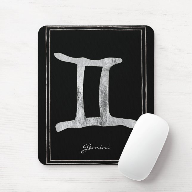 Gemini hammered silver stylized astrology symbol  mouse pad (With Mouse)