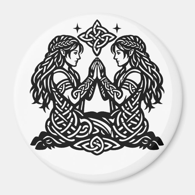Gemini — Haunted Ink Zodiac Twins Magnet (Front)