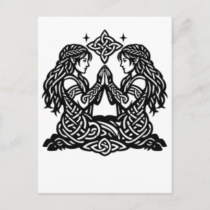 Gemini — Haunted Ink Zodiac Twins T‑Shirt Postcard