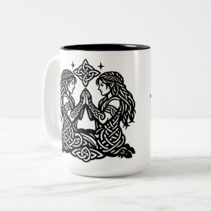 Gemini — Haunted Ink Zodiac Twins Two-Tone Coffee Mug