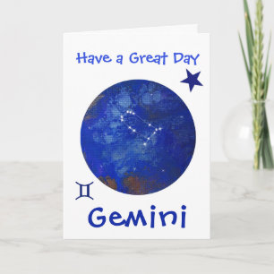 Gemini Horoscope Card, Birthday Card