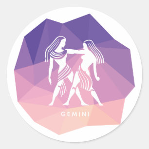 Gemini horoscope sign modern round sticker. classic round sticker