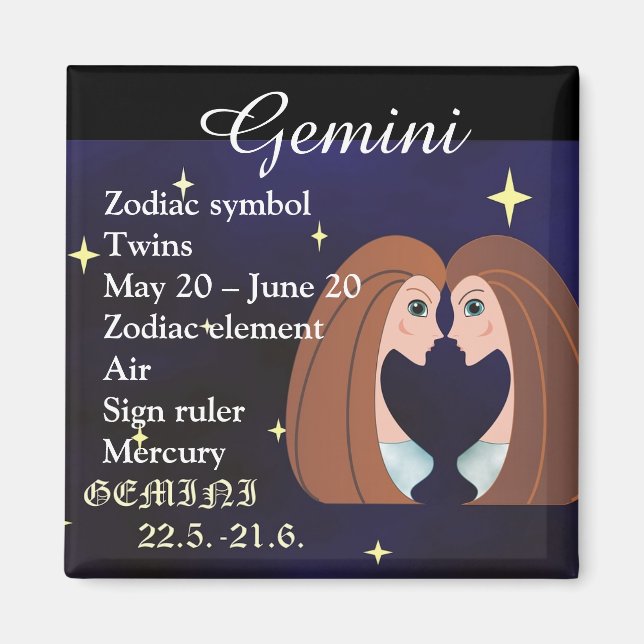 Gemini Horoscope Zodiac Sign Magnet (Front)