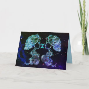 gemini les jumeaux zodiac carte de voeux