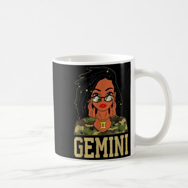Gemini Loc'd Hair Sy Black Woman Camo Melanin Girl Coffee Mug (Right)