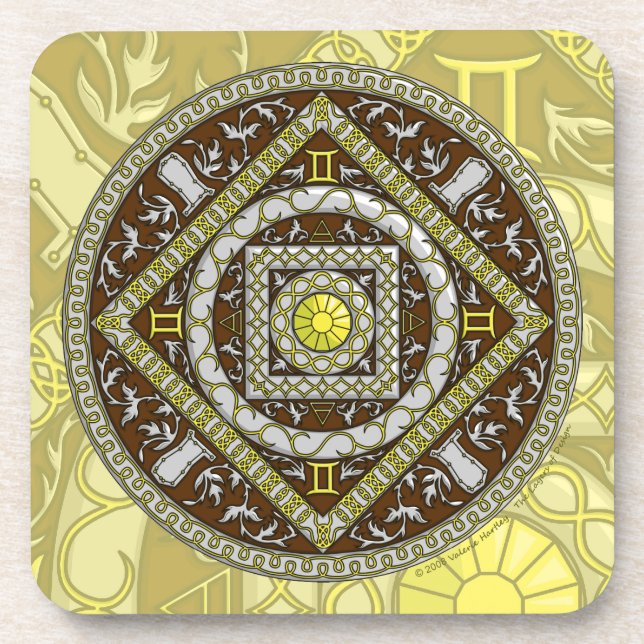 Gemini Mandala Square Coaster (Front)