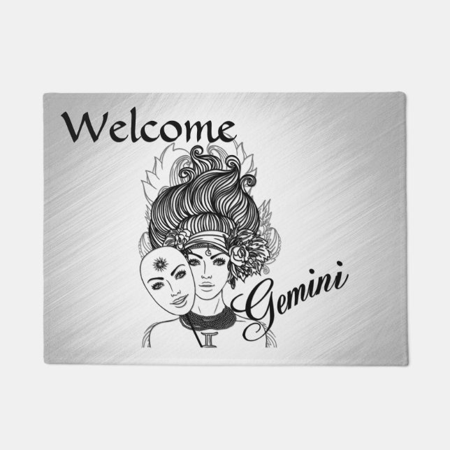 Gemini Masked Lady Zodiac Doormat (Front)