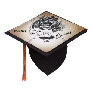Gemini Masked Lady Zodiac Graduation Cap Topper