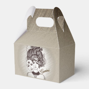 Gemini Masked Lady Zodiac Rustic Favor Box