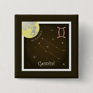 Gemini May 21 to June 21 2 Inch Square Button