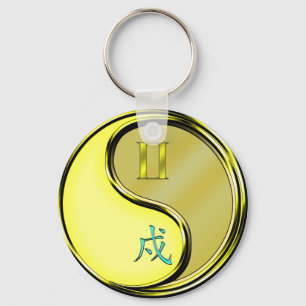 Gemini & Metal Dog Keychain