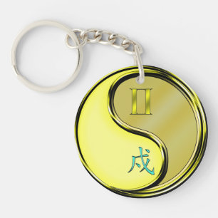 Gemini & Metal Dog Keychain