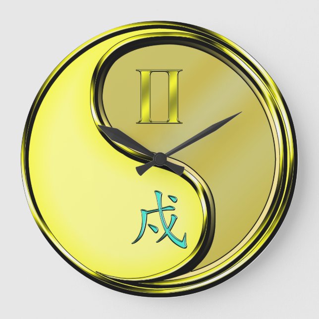 Gemini & Metal Dog Large Clock (Front)