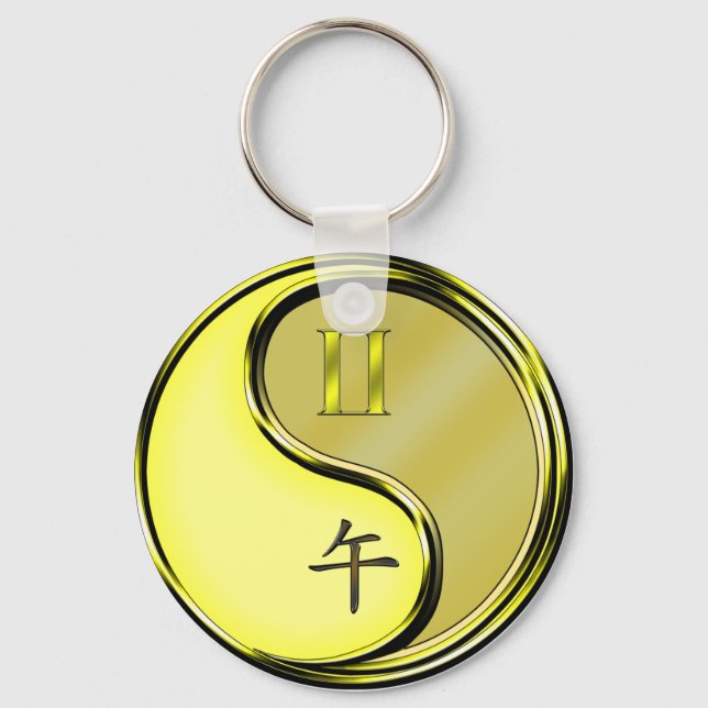 Gemini & Metal Horse Keychain (Front)