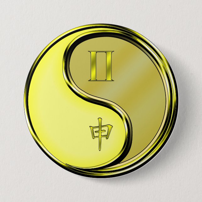 Gemini & Metal Monkey 3 Inch Round Button (Front)